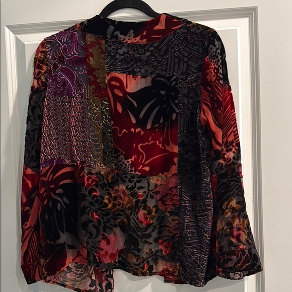 Laura Ashley Floral Velvet rayon silk Jacket Kimono style sz s - Picture 5 of 5